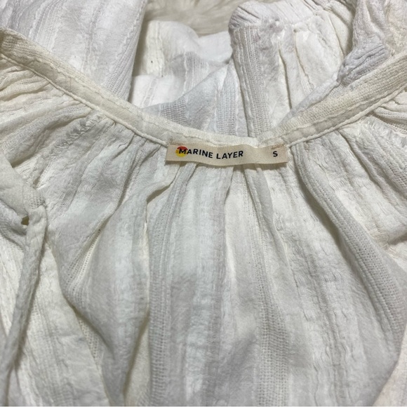 Marine Layer White Linen V-Neck Blouse Top Sz-Small - Picture 5 of 6